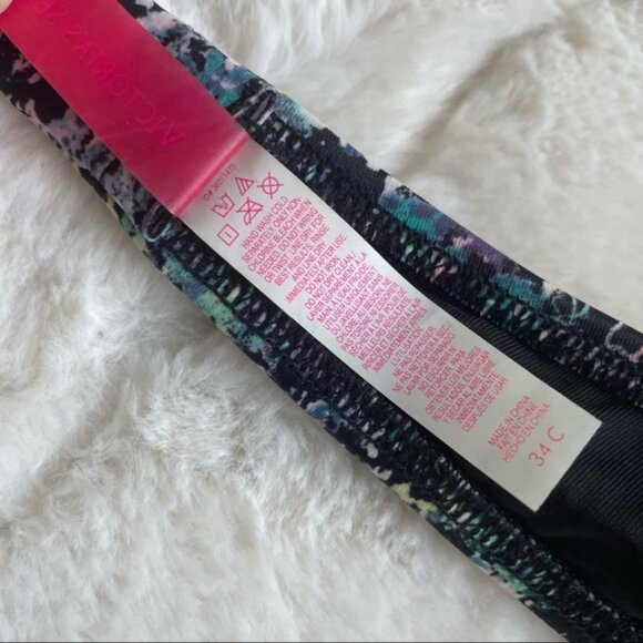 Victorias Secret | Black Graffiti Metallic Bandeau Push-up Bikini Top | Size 34C - Picture 6 of 8